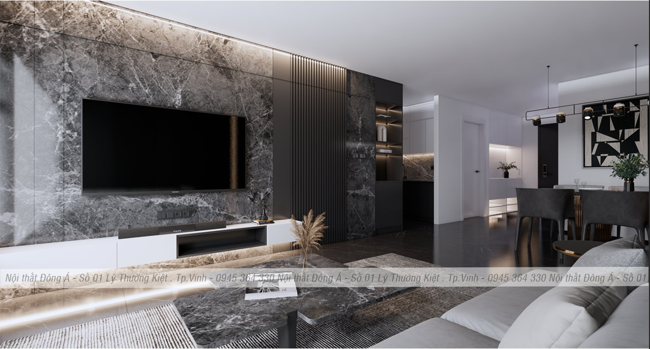 Thiết kế nội thất phòng khách và phòng ngủ sang trọng, hiện đại cho gia đình anh Hưng – Chung cư Tp. Vinh